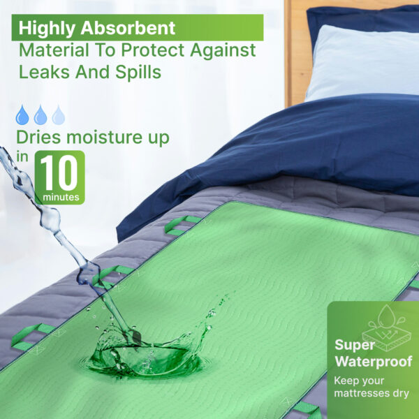 Positioning bed pad with handles provides comfort and support for beds, especially for incontinence adults