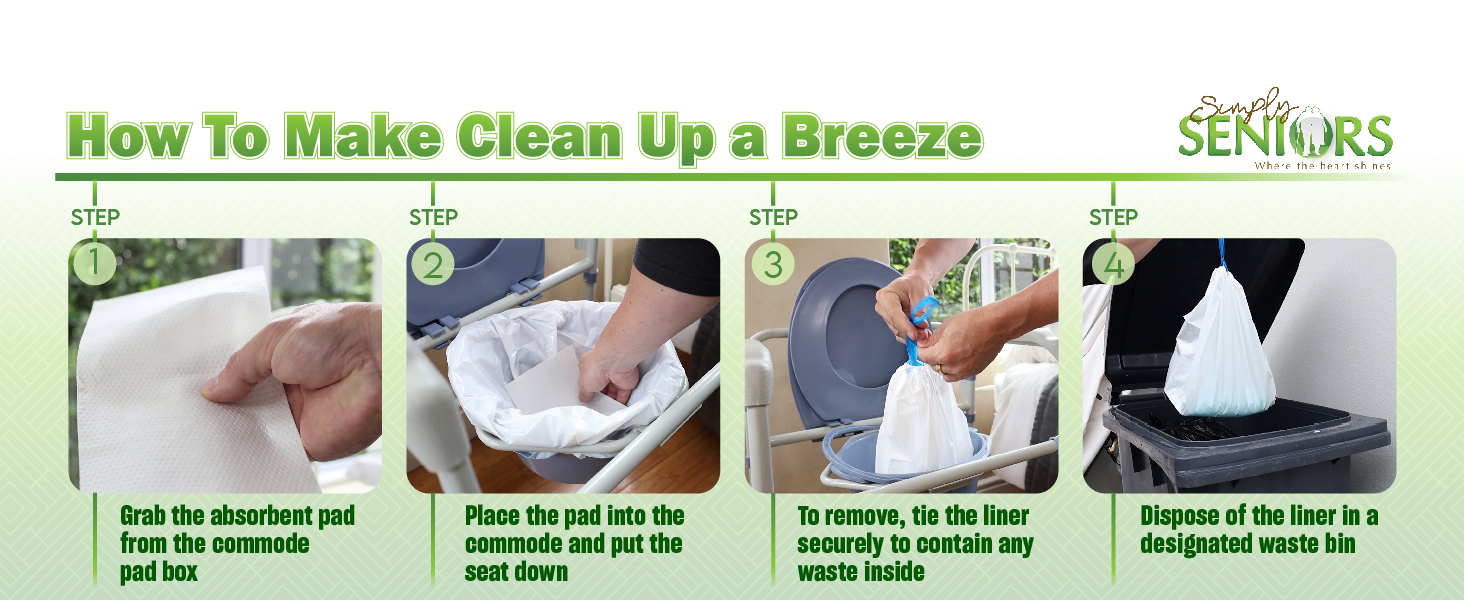 toilet bags and bedside commode liners disposable with absorbent pads