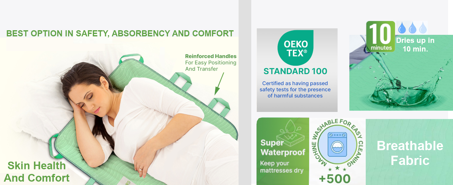 Incontinence pads protect beds and chucks pads are washable, durable, and cost-effective