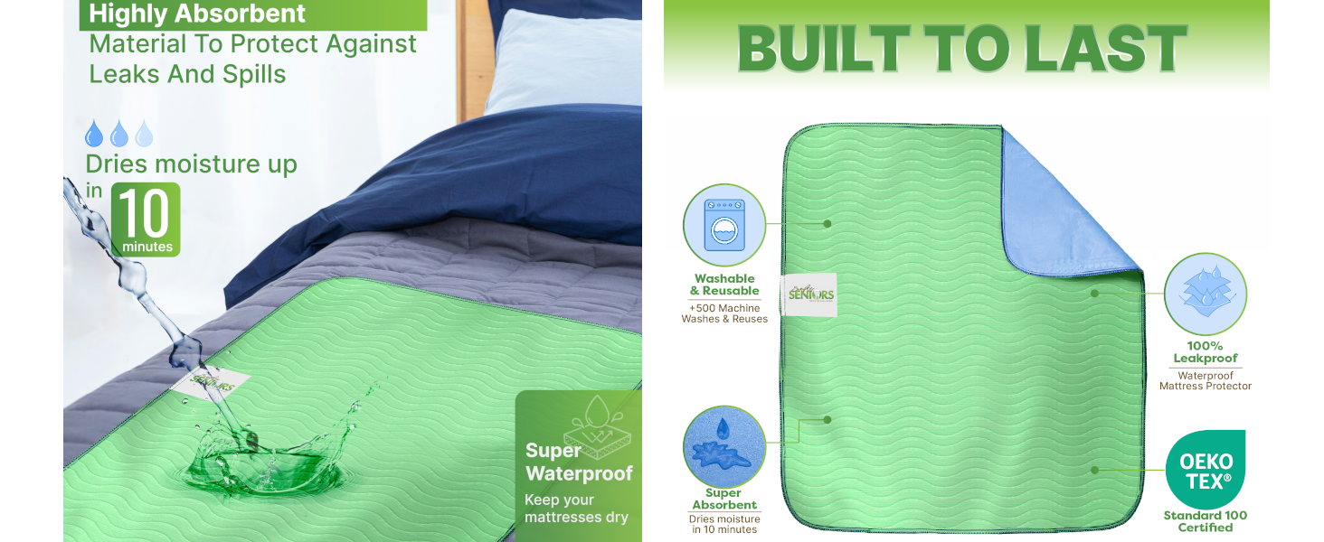 reusable waterproof bed pads for elderly and caregivers' peace of mind