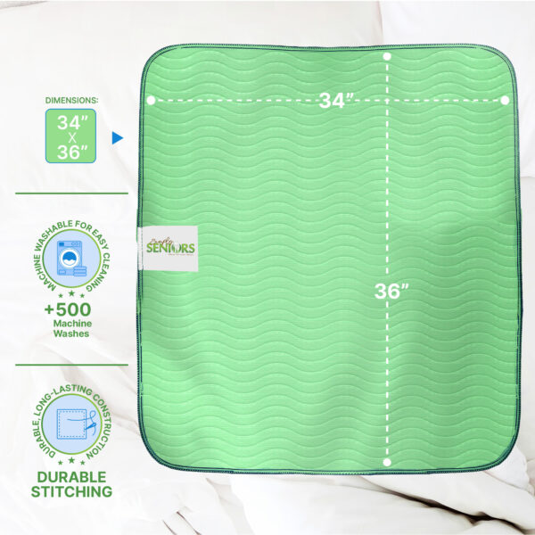 Bed Pads Washable Waterproof 34"x36"- Pack of 4 Incontinence Bed Pads for Adults - Dementia Products for Elderly & Disabled & Bedridden Patients - Reusable Bed Wetting Pees Pads - Ideal for Dogs - Image 3