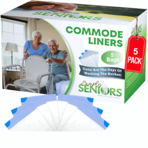 Commode Liners - 5 Strong Portable Toilet Bags - Easy To Use Bedside Commode Liners Disposable - Toilet Liners That Support Dignity of Seniors & Disabled - No More Buckets to Wash - NO Absorbent Pad