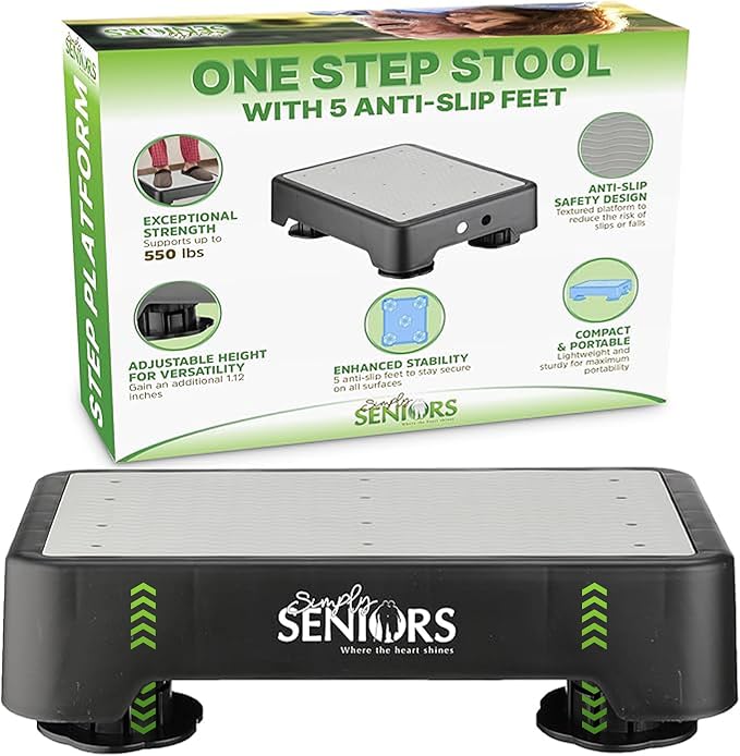 Simply Seniors Small Step Stools for Adults - Grey Stepping Stool Platform