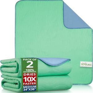 Bed Pads Washable Waterproof 34"x36"- Pack of 2 Incontinence Bed Pads